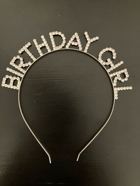 Birthday girl silver headband